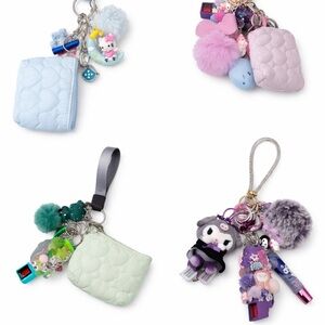 Kids Quilted Pom-Pom Keychain Pouch - Light Blue